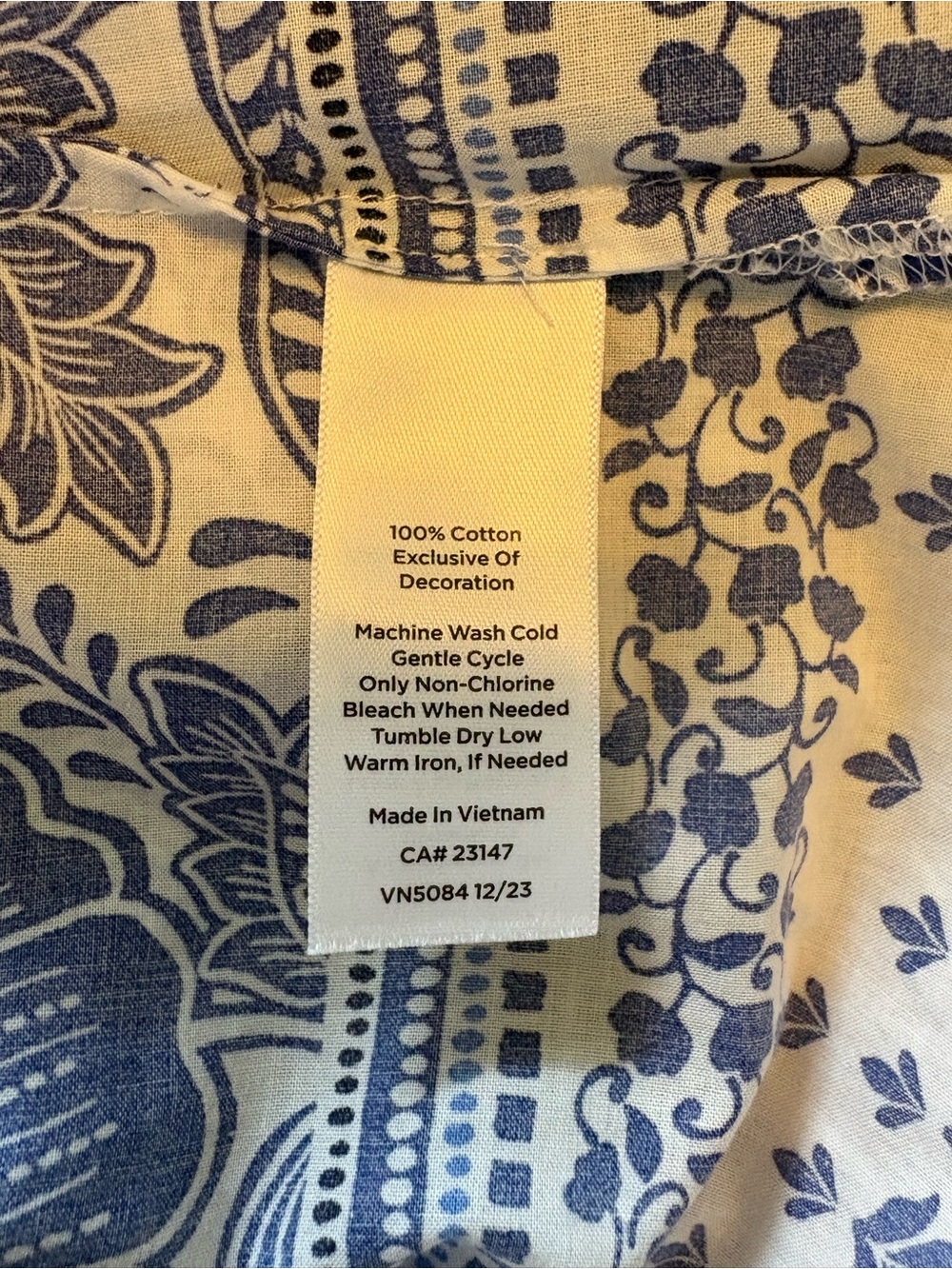 Talbots White and Blue Floral Peasant Blouse Sz XL - Picture 9 of 10